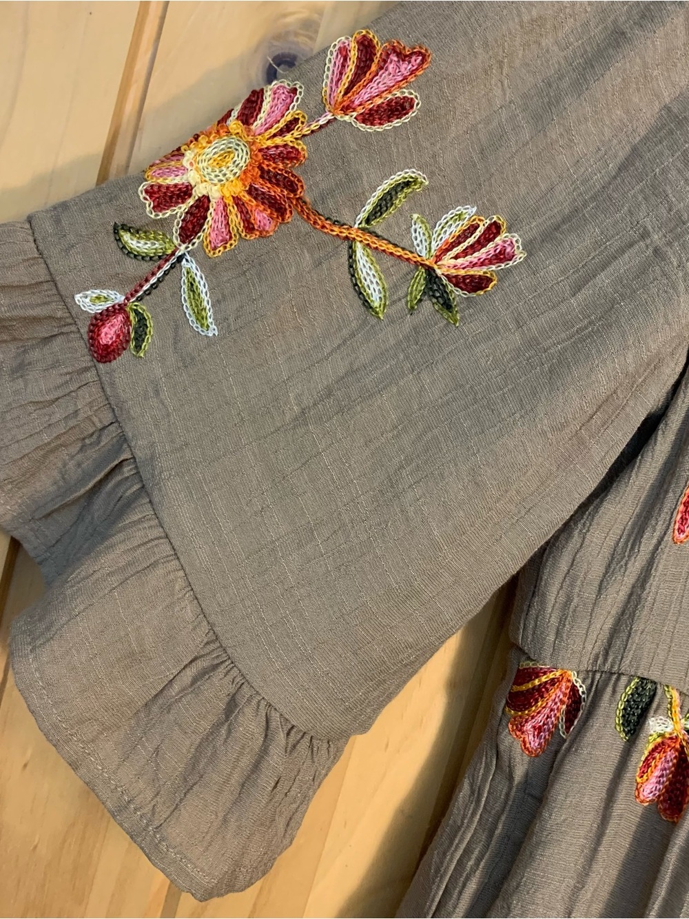 NWT Fig & Flower Women’s M Tiered Embroidered Smocked Ruffled Romantic Dress - Picture 7 of 13
